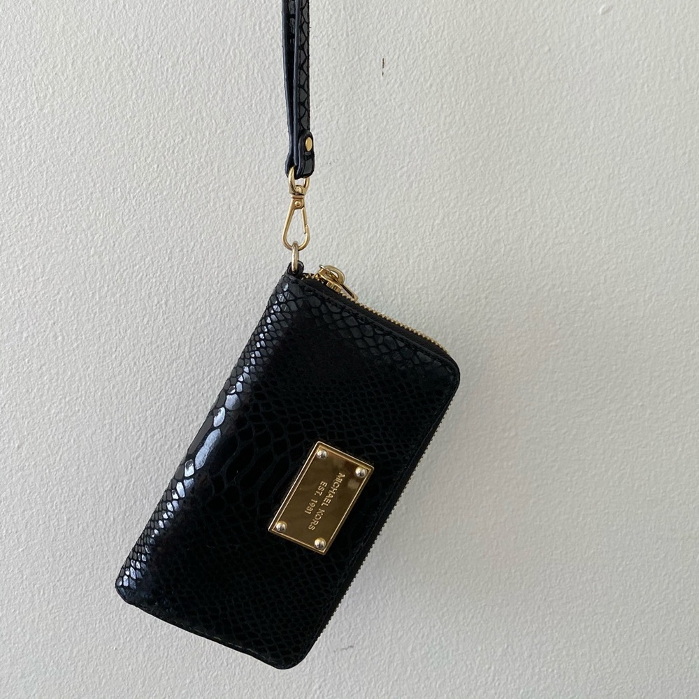 Black Michael Kors faux snakeskin clutch